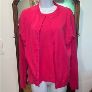 J. Crew Factory Cotton Classic Cardigan and Shell Twin Set NWT M